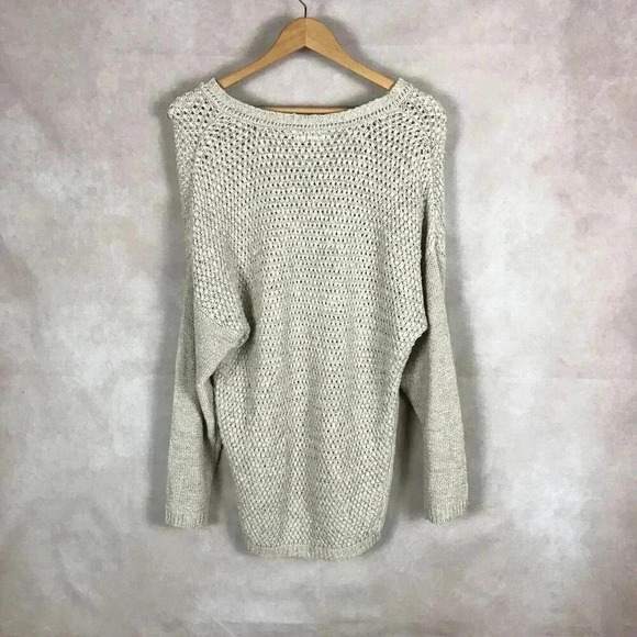 Women’s CALVIN KLEIN Beige Loose V-neck Sweater NEW - Picture 6 of 11